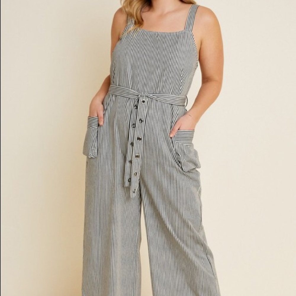 Plus Striped Jumpsuit